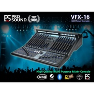 PS Pro Sound VFX-16, 16ch Mixer Console 380DSP Echo Effects, 7 Aux out, 4 Group out, USB Bluetooth playback 16ch Mixer