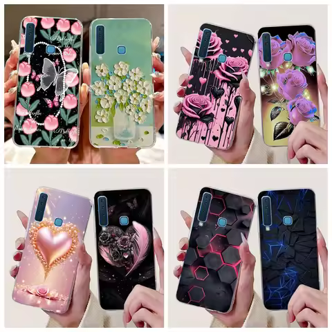 For Samsung Galaxy A7 A9 2018 Case New Fashion Flower Marble Soft Silicone Clear Phone Cover For Sam