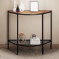 JIAOCKJIAO Semicircle Entryway Table, Storage Console-Table, Wooden Sofa Table, Couch Table with Met