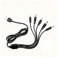 สายชาร์จ USB เป็น DC หัวกลม 5-In-1, 5V อเนกประสงค์สำหรับอะแดปเตอร์จ่ายไฟอุปกรณ์หัวกลม DC2.0/DC2.5/DC