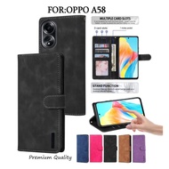 Oppo A58 4G Leather Flip Cover Wallet Case Leather - Casing Dompet Case Wallet Leather Oppo A58 4G