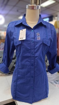 ATASAN KEMEJA WANITA LENGAN PANJANG BAJU SIZE BIG SUPER JUMBO M L XL XXL XXXL WARNA BIRU PERSIB BCA 