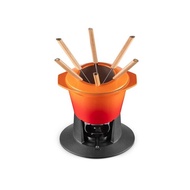 Cast Iron Pot SET FONDUE Orange GOURMAND FLAME