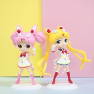 2pcsset Sailor Moon Anime Figure Cartoon Kawaii Tsukino Usagi Manga Statue PVC Action Figure Collectible Model Toys Cake Decor