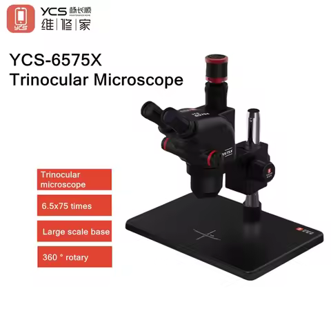 YCS 6575X Ultra HD Trinocular Microscope with Large Base for Phones PCB Welding Repair 360° Rotary 6