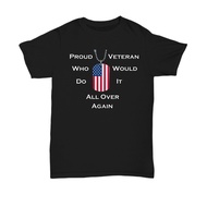 Proud Veteran Shirt - Military Us Army Dog Tag Patriotic Dd 214 Soldier Tee