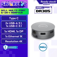DELL DA305 6-in-1 USB-C Multiport Adapter 4K DISPLAY PORT GIGABIT ETHERNET