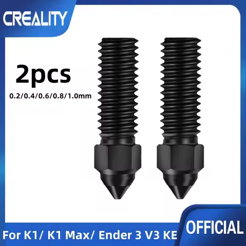 Creality 2PCS K1 Hardened Steel Nozzle 3D Printer 0.2/0.4/0.6/0.8mm Nozzles for K1, K1 Max, Ender 3 