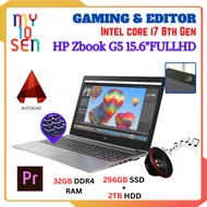 HP Nvidia Laptop Zbook G5 G6 FURY G7  intel Core i7 256GB M2 Nvme AUTOCAD  AUTODESK PHOTOSHOP SOLIDW