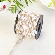 Namzi Burlap Leaf Ribbon, 66 feet in Total, 5mm Natural Jute Thread Ribbon with Artificial Leaves, U