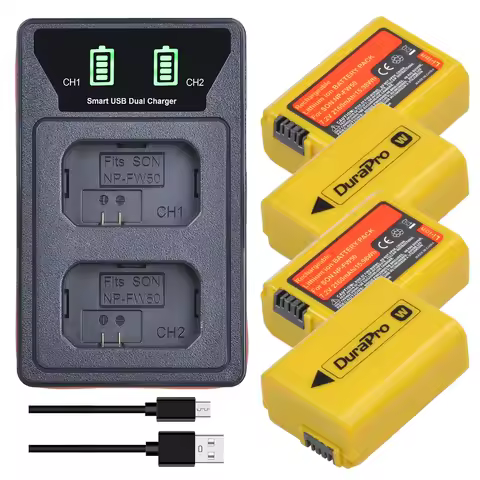 DuraPro 2160mAh NP-FW50 NP FW50 NPFW50 Battery +LED Charger for Sony Alpha a6500 a6400 a7 7R a7R a7R