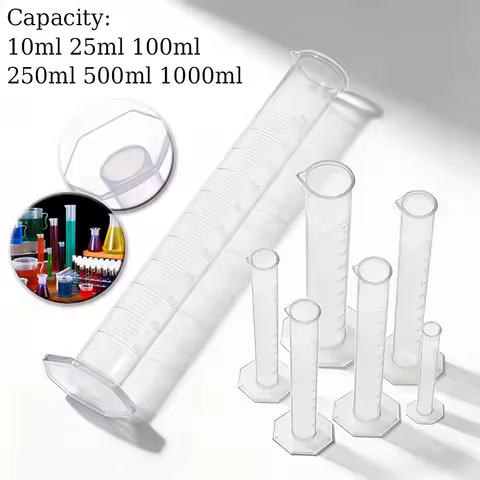 Transparents Measuring Plastic Graduated Cylinder Plastic Trial Test Liquid Tube Lab Tool10ml/25ml/5