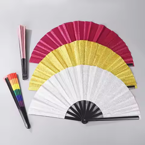 Colorful Rainbow Handheld Fan Cooling Decorative Folding Dance Fan Pride Day Portable Chinese Kung F