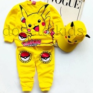 CUTE PIKACHU CHILDREN'S PAJAMAS, BOYS' AND GIRLS' CLOTHING SET, GOOD MATERIAL, CAN WEAR HAT, AGES 1-