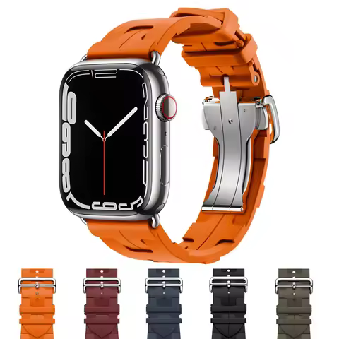 Silicone Strap For Apple Watch ultra2 Band 49mm 38/40/41/42/44/45/46mm Kilim Single Tour Hermes brac