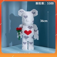 Lego bearbrick 36cm, White Bear With Rose Puzzle, Intellectual Toy (Product Comes With Box As Shown)
