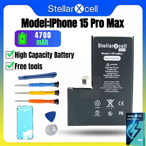 StellarXcell for iPhone Battery 15 Series IP15 15Pro 15ProMax 15Plus Replacement Battery Show 100% H