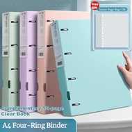 A4 Binder File Folder 4-Ring Binder Flexible Round Binder With Clear Book Student Paper Organnizer