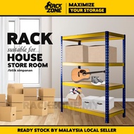 RACKZONE Yellow Blue 4 Level Storage Boltless Rack Heavy Duty Rak Besi Bertingkat Rak Bilik Rumah St