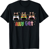 Ally Cat Rainbow Pride Flag Gay Pride Month 2025 T-Shirt