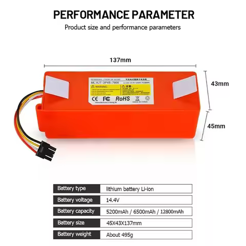 ★★★★★USE2h 14.4V 12800mAh rechargeable battery, used for replacing Xiaomi 1S 1ST Roborock SDJQR01RR 