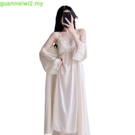 HT818 sexy long lady's nightgown and robe Set with PADDING, beautiful and luxurious silk bow pajamas