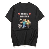 I Love Miners Graphic T Shirt Otaku Game Funny Meme T-Shirts Mens Women Clothing Milk silk Casual Sh
