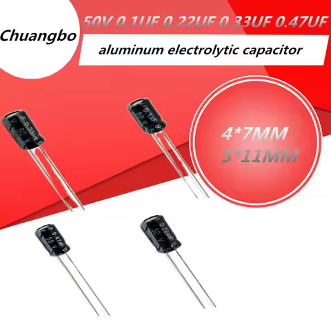20pcs/lot Higt quality 50V 0.1UF 50V 0.22UF 0. 33UF 50V 0.47UF 4*7MM 5*11MM aluminum electrolytic ca