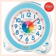 Seiko clock, alarm clock, desk clock, educational, analog, light blue, 134×130×85mm BC420L
