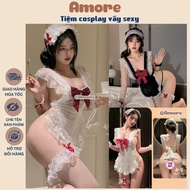 V02(COVERED NAME-FIRE) Sexy and seductive maid cosplay pajamas set V02