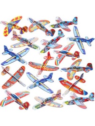 10入組手投迷你泡沫小飛機，隨機款DIY拼圖玩具，泡沫滑翔機玩具，派對小禮物航空模型