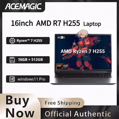 16" Laptop FHD Long Battery Life AMD Ryzen 7 H255 Up to 4.9GHz Fast 16GB DDR5 512GB SSD Upgradable W