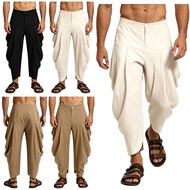 Lorilida Men Harem Dhoti Pants Draped Baggy Trousers for Casual Daily Life Vacation Beach Theme Part