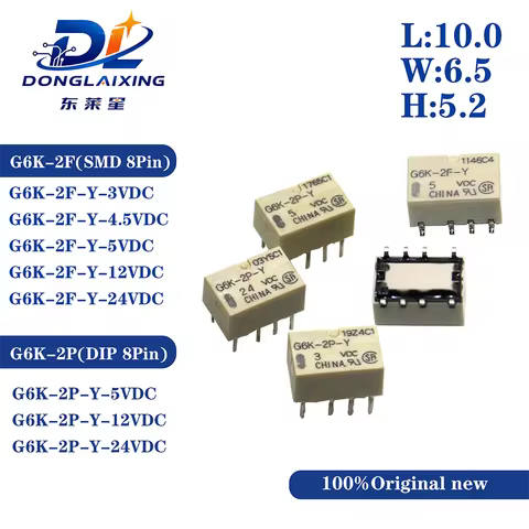 10Pcs Signal Relays G6K-2F-Y G6K-2P-Y SMD DIP DC 3V 4.5V 5V 12V 24V 8PIN Relay Original New and Used