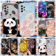 For Samsung Galaxy A52 A52s 5G Cute Panda Flower Painted Casing SamsungA52 A 52 52S 5G Soft Silicone