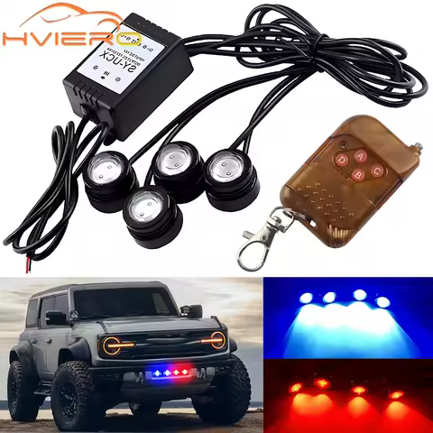 4 in 1 City Light Car LED Network Flash Wireless Remote Control Day Running DRL Eagle Eye One Tow Fo