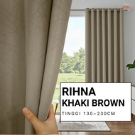 Rihna - Langsir 95% Blackout 3D Amboss Corak Matte Warna Khaki UV Protect Curtain Hook/Ring Tirai