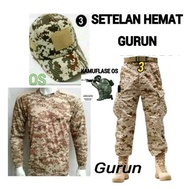 SETELAN LORENG GURUN DIGITAL PAKET LENGKAP KAOS TOPI CELANA KAMUFLASE GURUN STELAN PDL GURUN