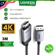 UGREEN 4K60Hz DisplayPort to HDMI Cable DP 1.2 to HDMI 2.0 Cord HDR Active Aluminum Braided High Spe