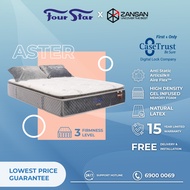 Four Star Aster High Density Gel Infused Memory Foam &amp; Natural Latex Mattress - Single, Super Single, Queen &amp; King size with optional bed frame. Free Delivery &amp; Installation. 15 Years Limited Warranty.