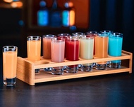 Khay đựng 12 ly uống rượu full shot màu gỗ