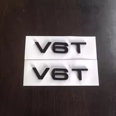 2PCS V6T V8T Emblem ABS 3D badge leaf label V10 V12 side label for Audi A4L A5 A6L A7 Q3 Q6 Q7 car l