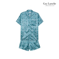 Guy Laroche ชุดนอนคอปก แขนสั้น ขาสั้น พิมพ์ลาย ผ้า Polyester เรียบ ลื่น สีเขียว รุ่น JPC7525S6GR