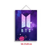 Poster gantung Walldecor gantung hiasan dinding gantung unik LOGO BTS LOGO ARMY ukuran A4