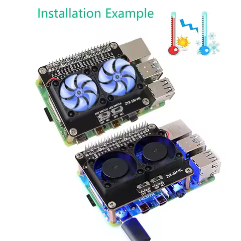 52Pi For Raspberry Pi LED Dual Cooling Fan Module GPIO Expansion Board For Raspberry Pi 4 Model B 3B