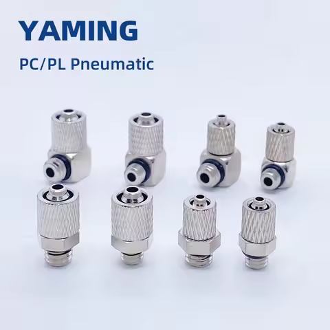 PC4-M5 M6 PC6 PL4 PL6 Pneumatic Fitting Quick Fast For Air Hose Connector Tube Nickel Plated Copper 
