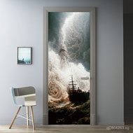 Sliding Door Sea Series Home Patch Sailboat 3D Sticker Funlife Embossed Imitation Door Sticker to Co