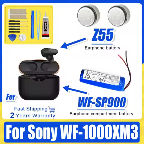 New Z55 Battery For Sony WF-1000XM3 WF-1000X WF-SP900 WF-SP700N TWS Earbuds Earphone CP1254 Battery 