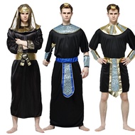 Man Rameses King Dress Ancient Egypt Khufu Pyramid Pharaoh Thutmose Black Robe Cosplay Costume Tutan