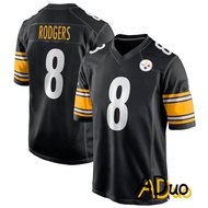 Men's Pittsburgh Steelers #8 Aaron Rodgers Black Game American Football Jersey